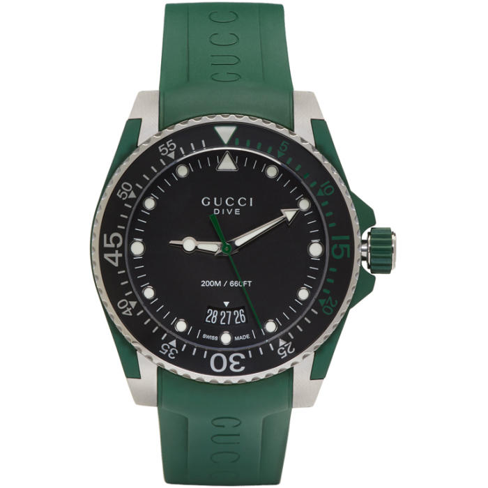 Photo: Gucci Green and Silver Dive Watch