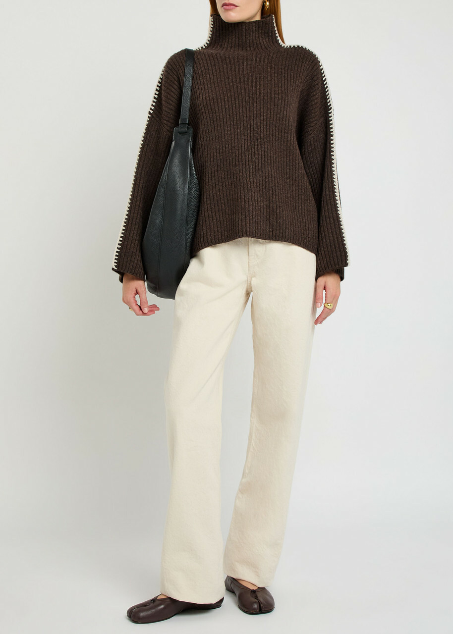 Rag & Bone Ingrid Ribbed Wool Jumper Brown