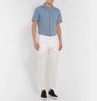 Officine Generale - Dario Camp-Collar Piped Cotton and Linen-Blend Shirt - Men - Blue