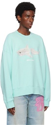 Palm Angels Blue Shark Sweatshirt
