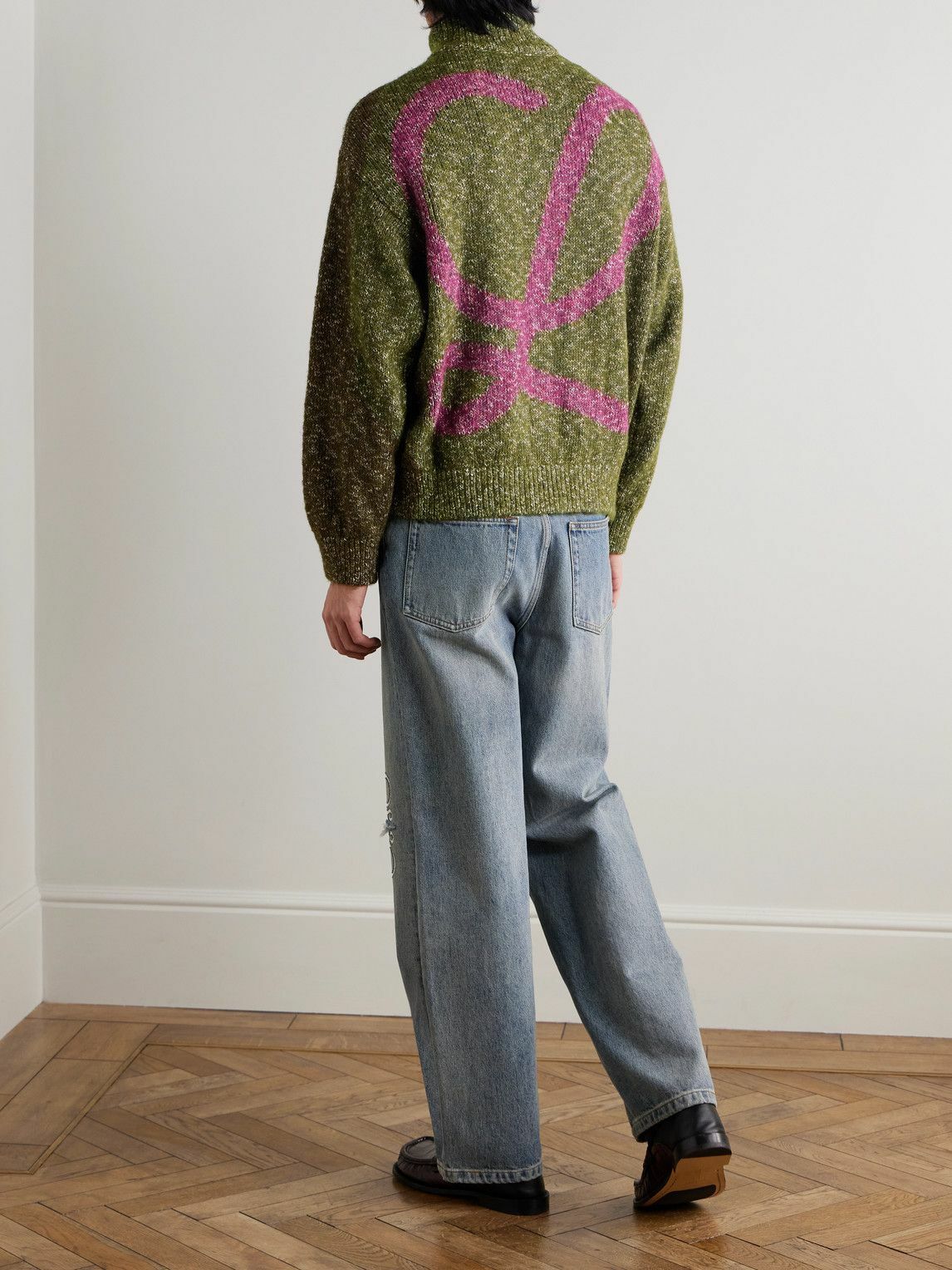 LOEWE - Logo-Jacquard Knitted Cardigan - Green Loewe