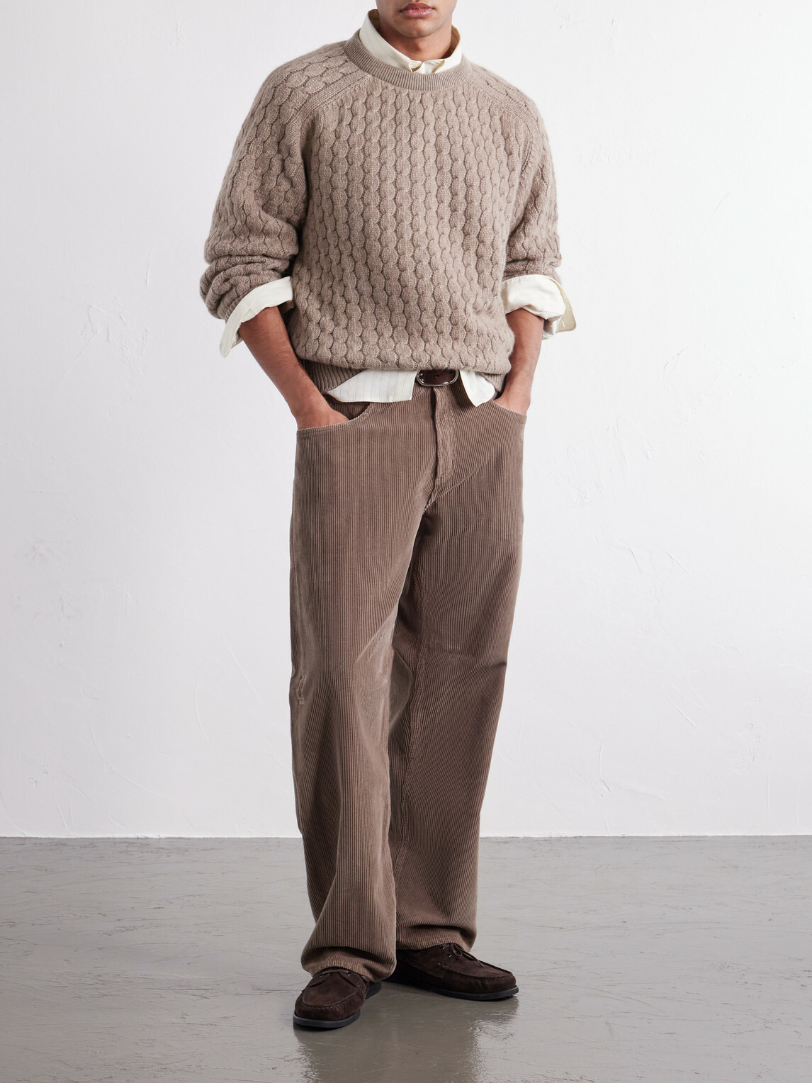 Begg & Co - Cable-Knit Cashmere and Wool-Blend Sweater - Brown