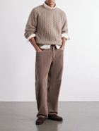 Begg & Co - Cable-Knit Cashmere and Wool-Blend Sweater - Brown