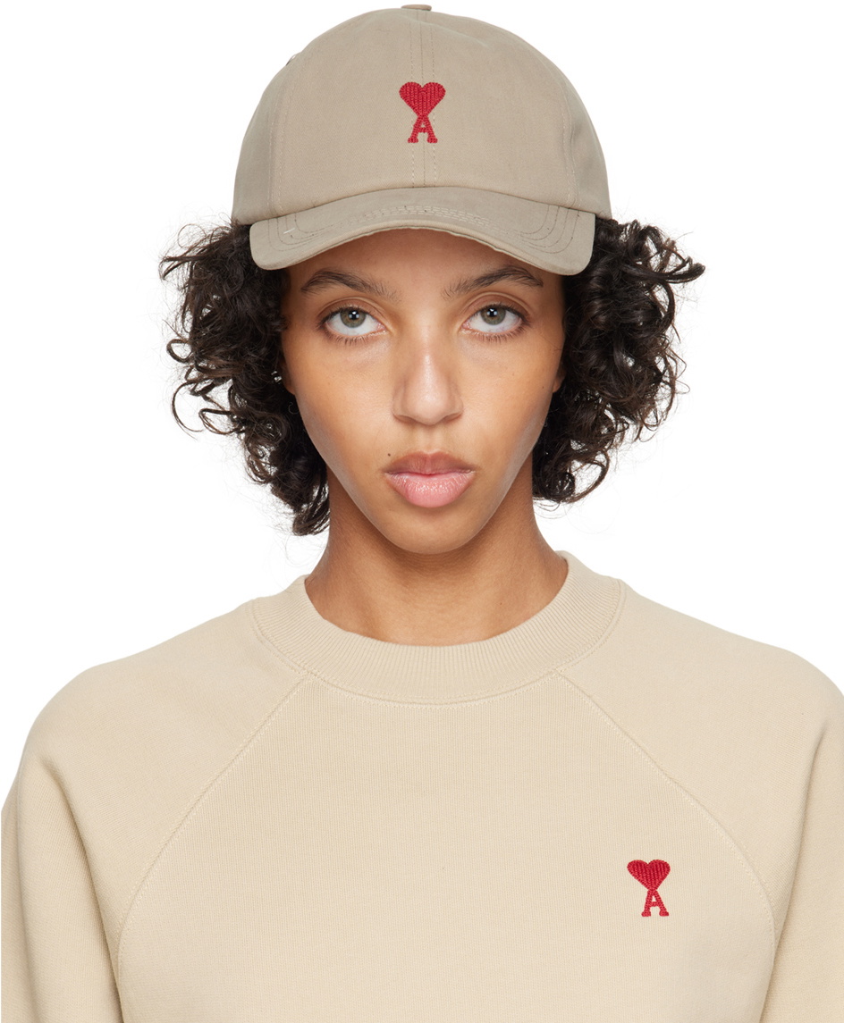 ami paris　AMI DE COEUR EMBROIDERY CAP AMI Paris Taupe Ami de Cœur Embroidery Cap AMI