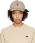 AMI Paris Taupe Ami de Cœur Embroidery Cap