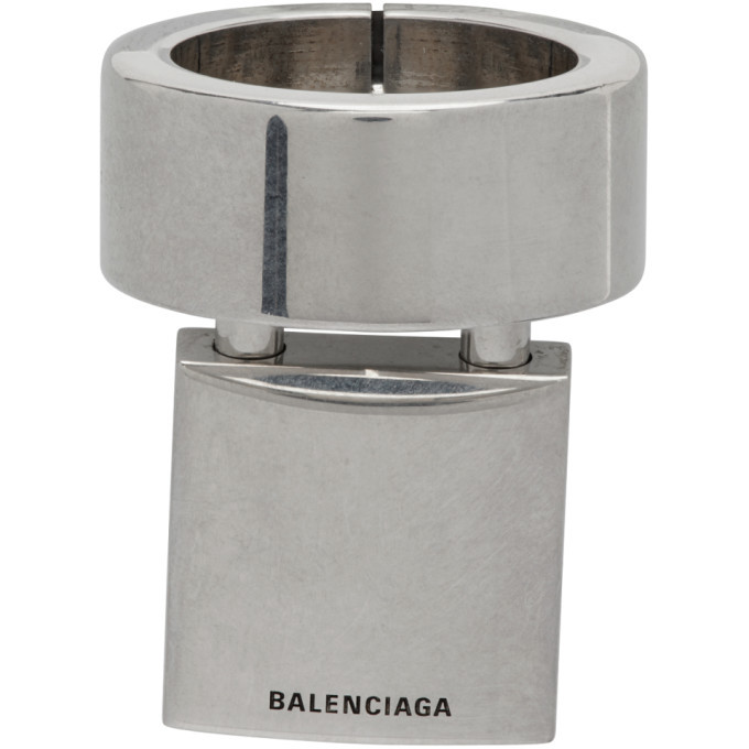 Balenciaga Silver Lock Ring Balenciaga