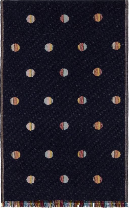 Photo: Paul Smith Navy Signature Stripe Polka Dot Scarf