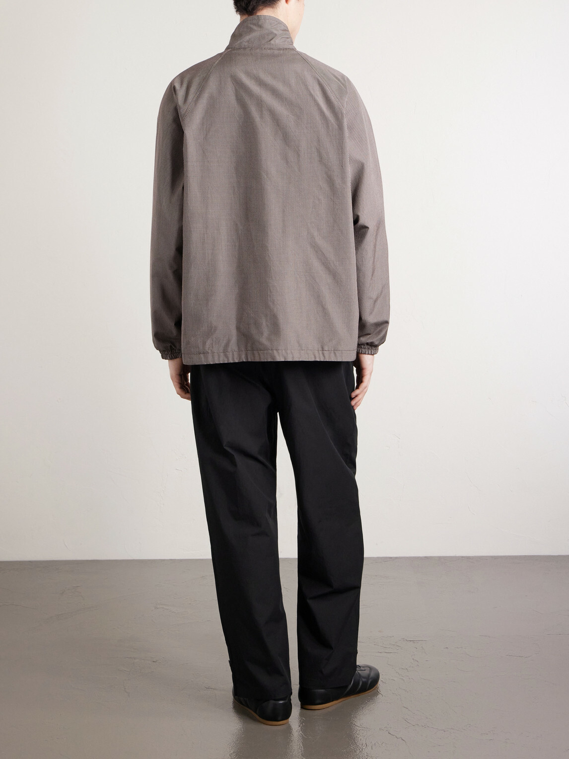ATON - Reversible Checked Silk-Taffeta Jacket - Brown