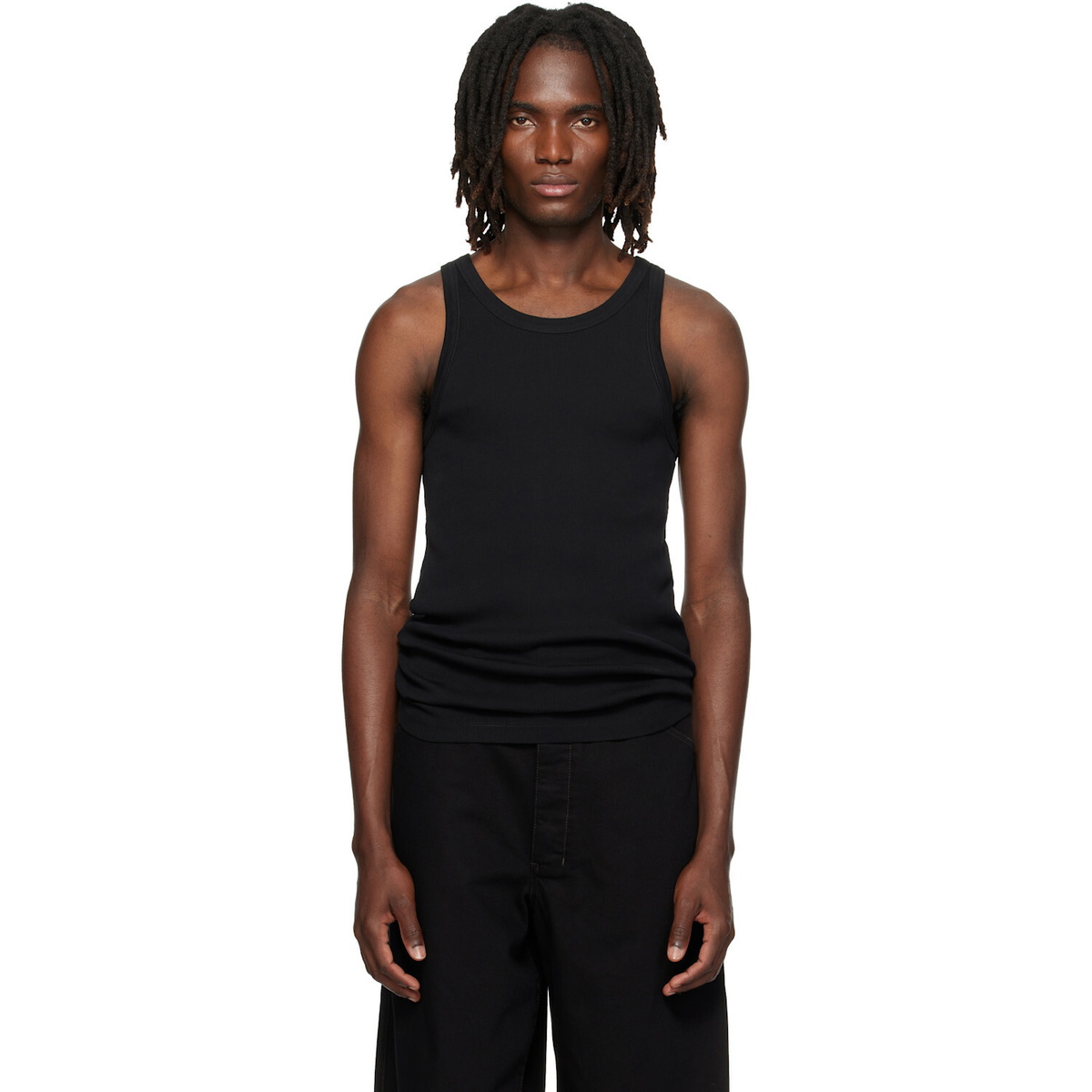 LEMAIRE Black Ribbed Jersey Tank Top