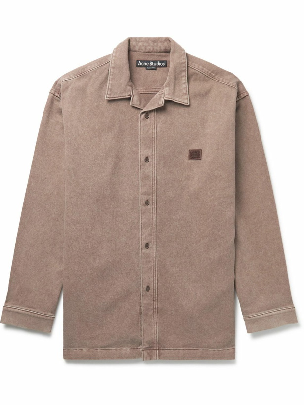 Photo: Acne Studios - Osearat Logo-Appliquéd Cotton-Blend Twill Overshirt - Brown