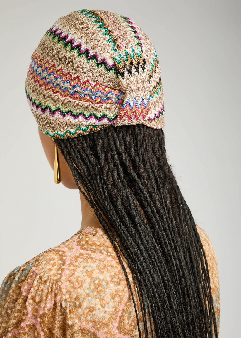 Missoni Metallic Zigzag-intarsia Knitted Head Wrap - Beige - One Size
