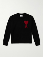 AMI PARIS - Logo-Intarsia Virgin Wool Sweater - Black