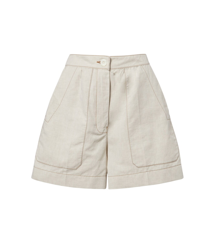 Photo: Prada Cotton and linen chambray shorts