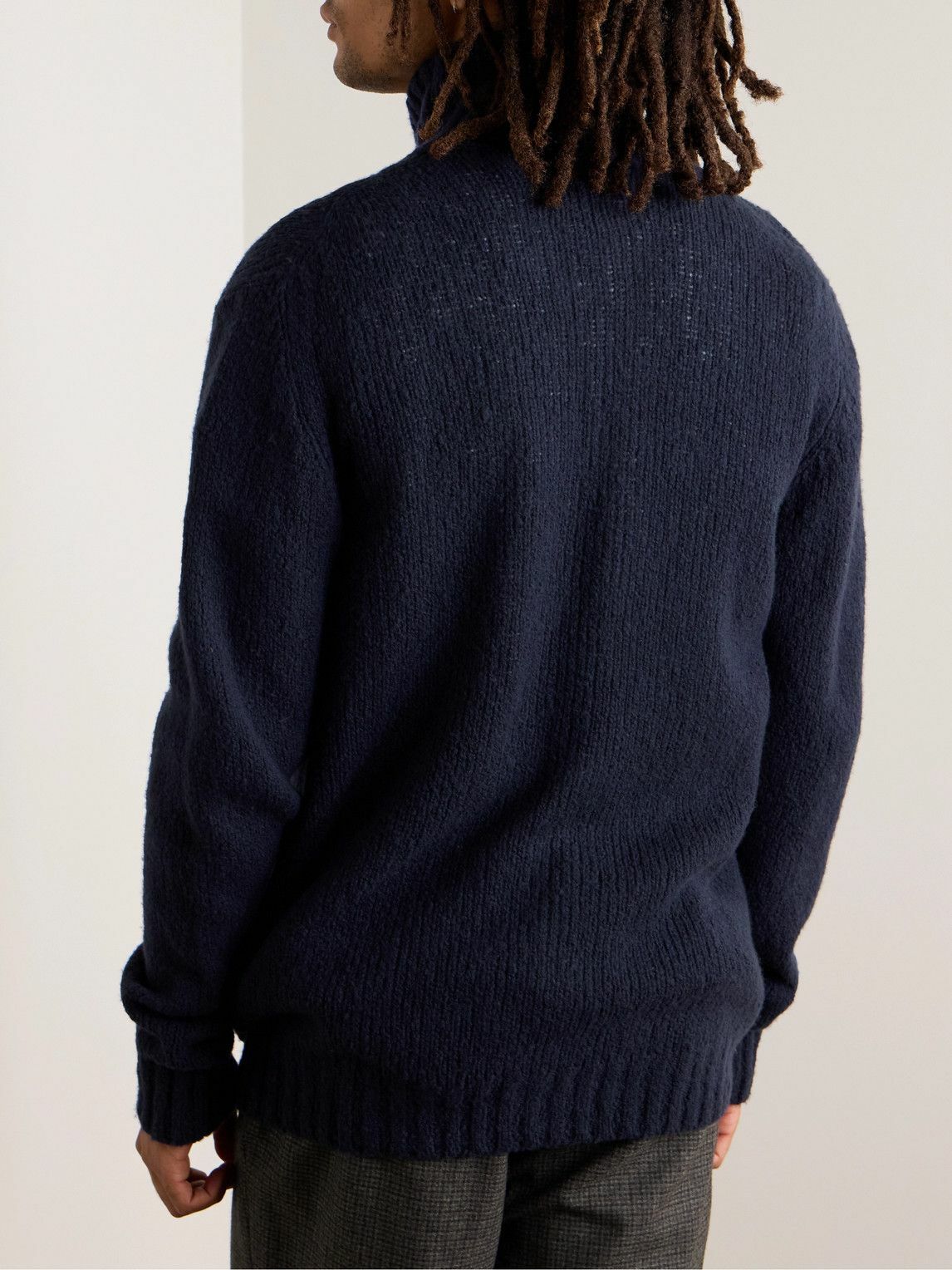De Bonne Facture - Wool-Bouclé Zip-Up Sweater - Blue De Bonne Facture