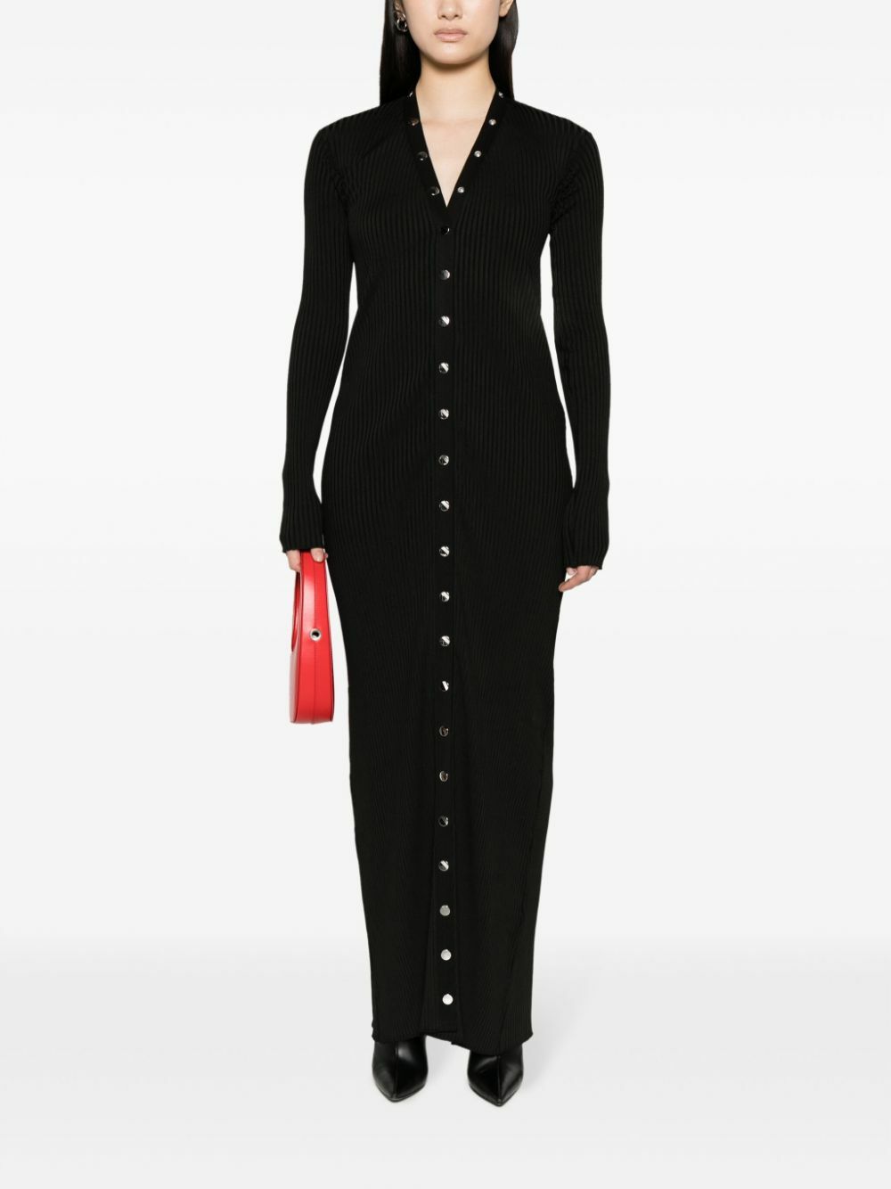 The Attico Black Ribbed-Knit Maxi Dress The Attico