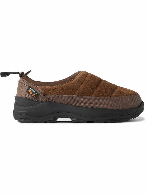 Photo: Suicoke - Pepper-Sev Leather-Trimmed Quilted Suede Slip-On Sneakers - Brown