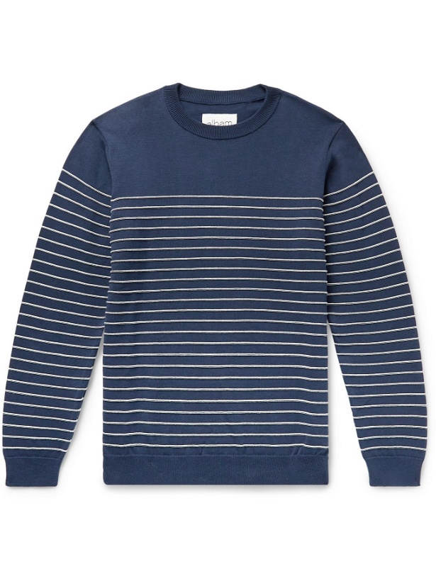 Photo: Albam - Striped Cotton Sweater - Blue