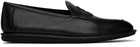 Giorgio Armani Black Embroidered Logo Loafers