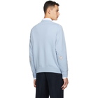 Drakes Blue Cashmere Intarsia Golf Sweater