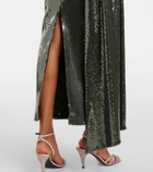 Alex Perry Draped sequined corset dress