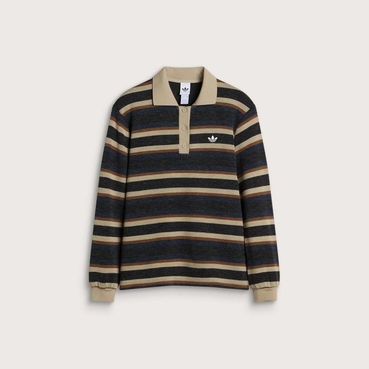 Photo: Adidas Women's Striped Polo Knit Jumper in Black