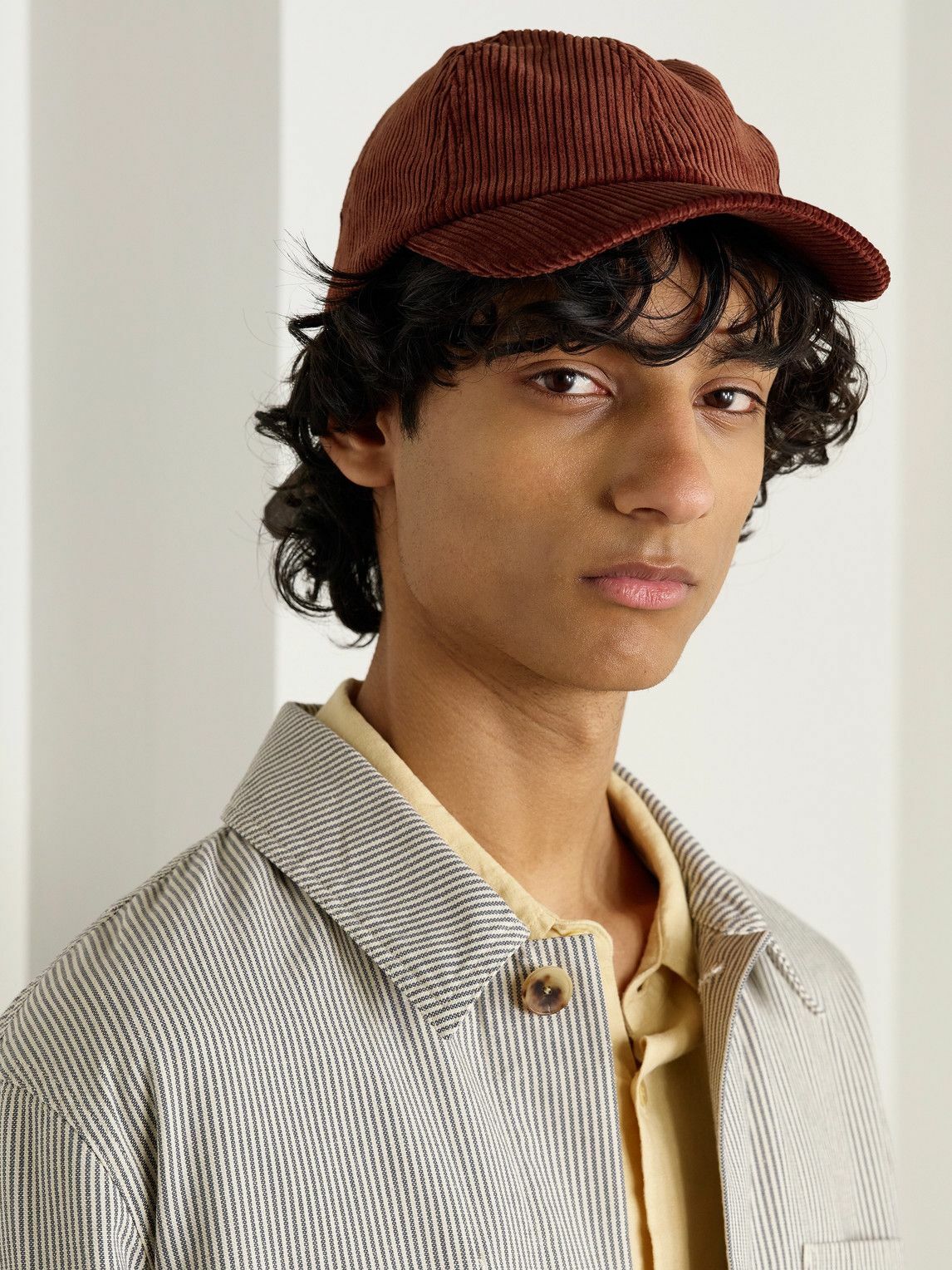 Mr P. - Leather-Trimmed Cotton-Corduroy Baseball Cap