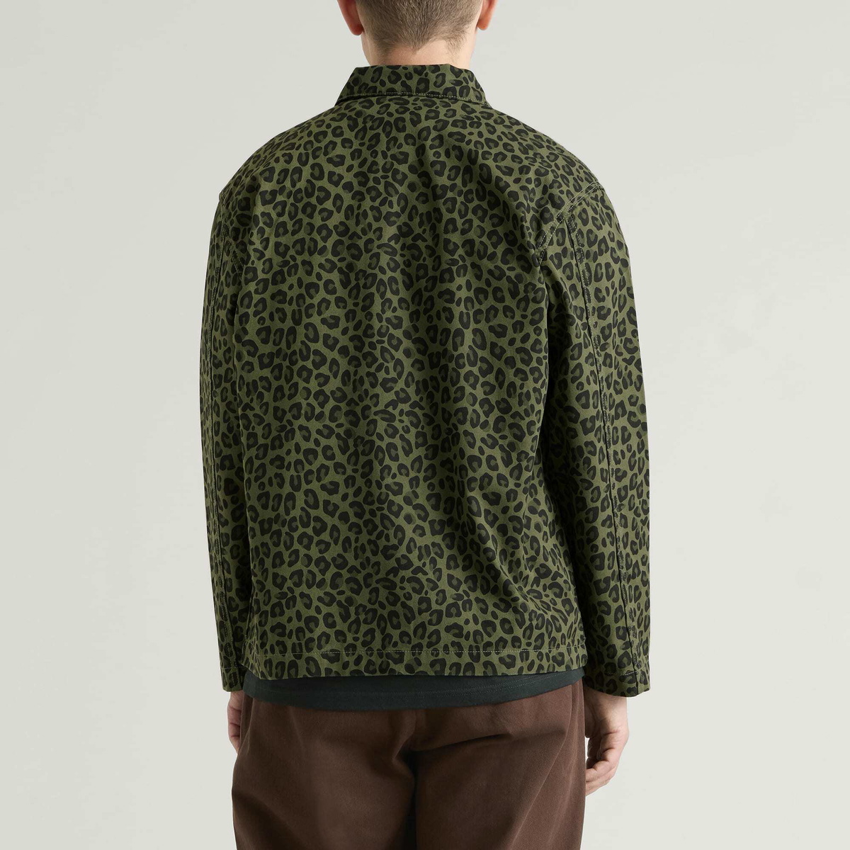 Service Works Men's Patterned Easy Chef Shirt in Green Leopard