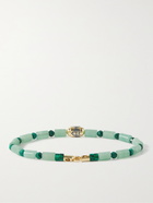 LUIS MORAIS - 14-Karat Gold, Chrysoprase, Malachite and Enamel Bracelet