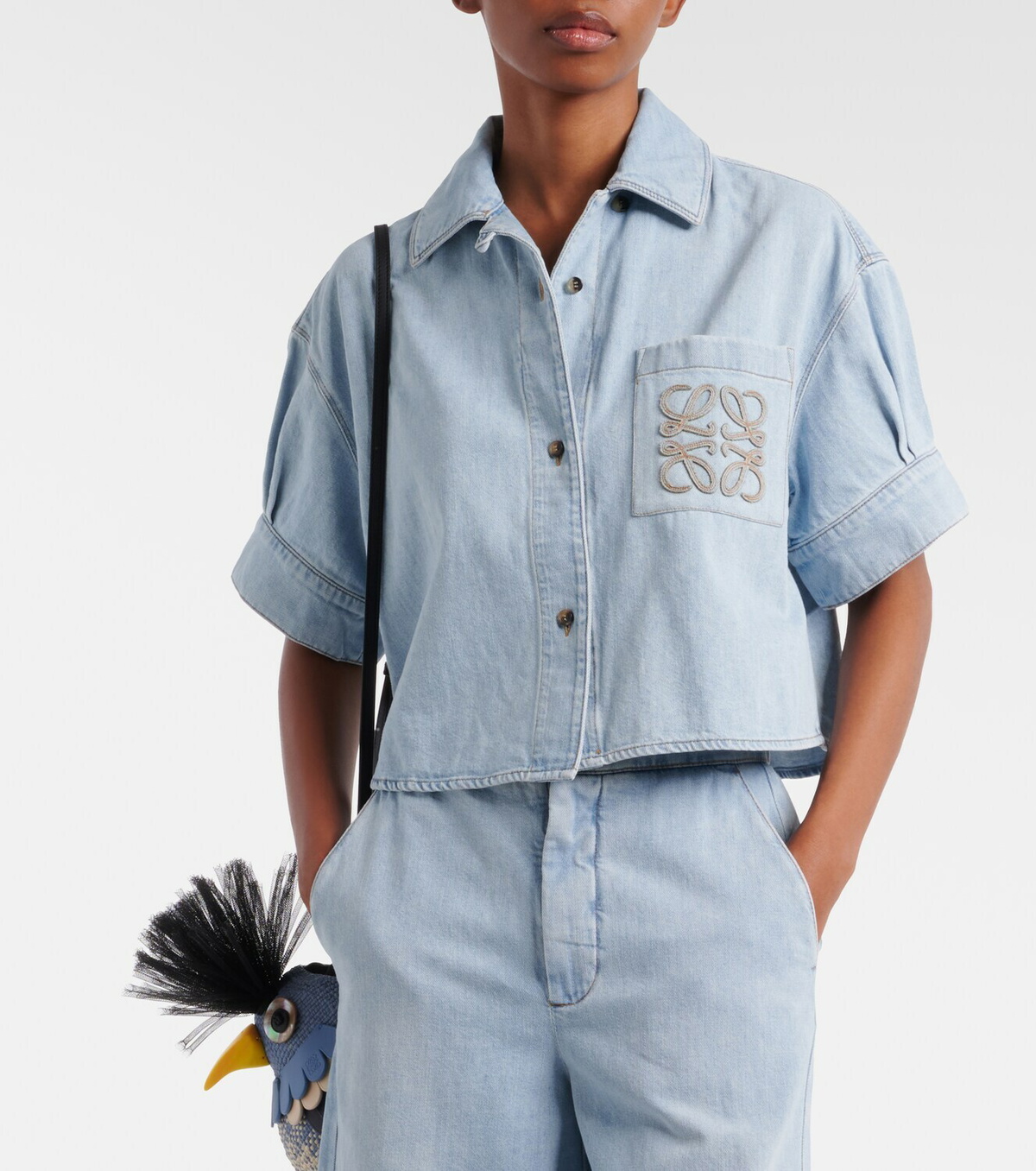 Loewe Paula's Ibiza Anagram cropped denim shirt