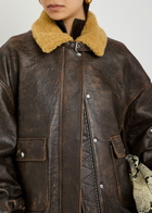 Khaite Sandor Shearling-collar Leather Jacket Dark Brown