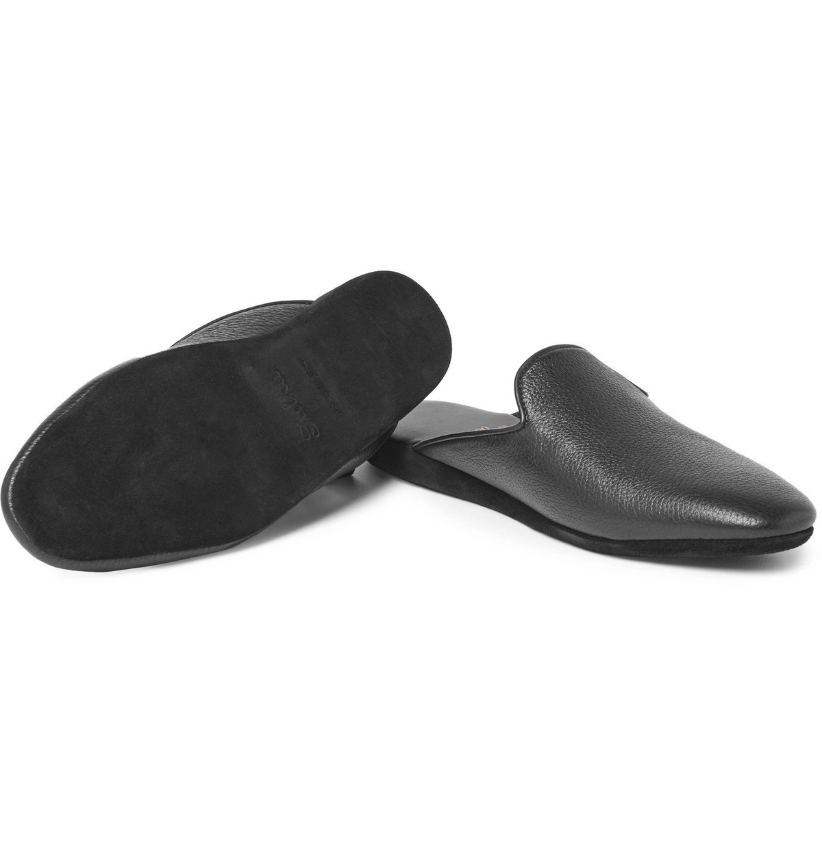 Sulka - Full-Grain Leather Slippers - Blue Sulka