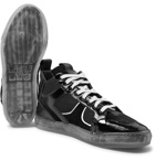 RtA - 1001 Patent Full-Grain Leather, Suede and Mesh High-Top Sneakers - Black