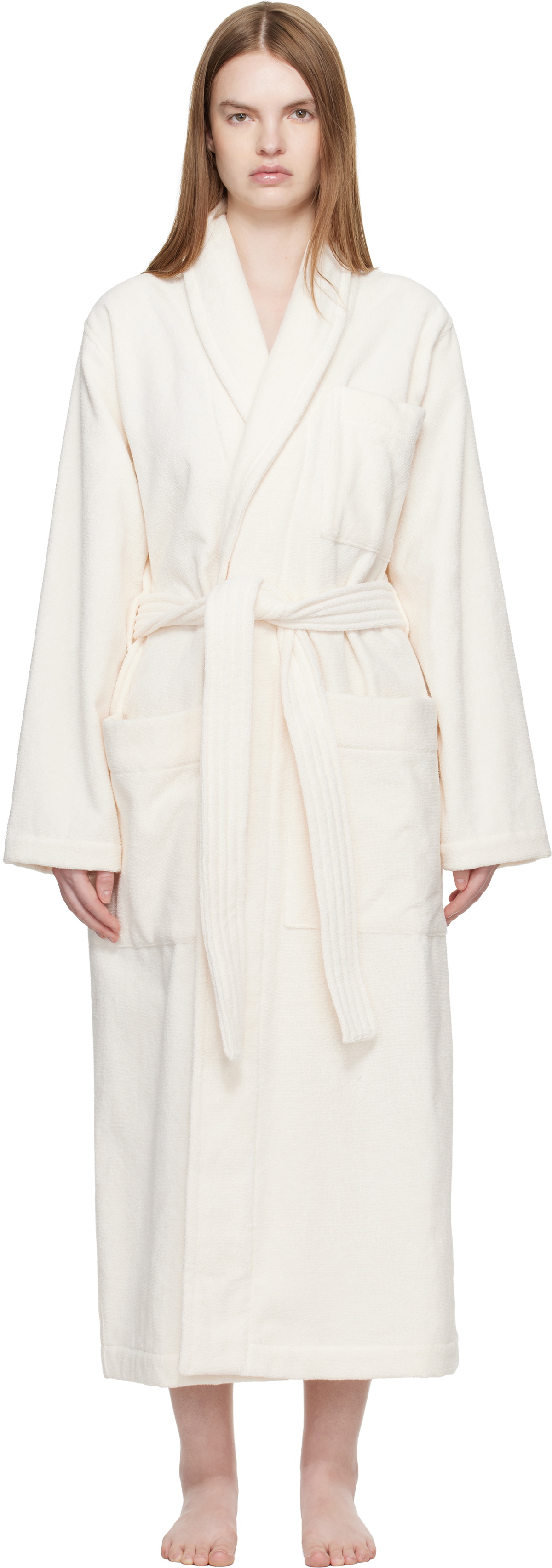 Tekla Off White Terry Classic Bathrobe