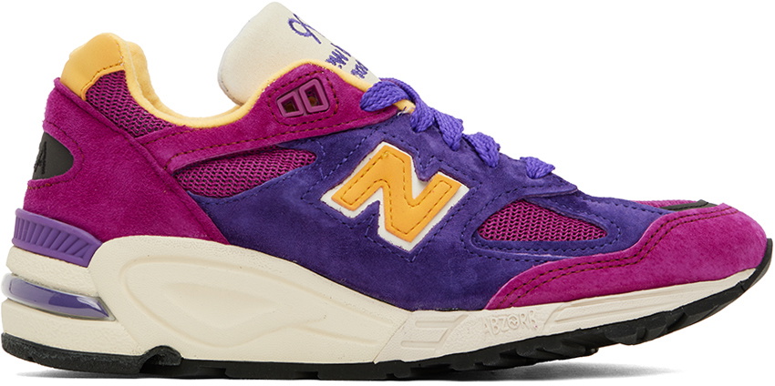 Purple and yellow tennis shoes on sale