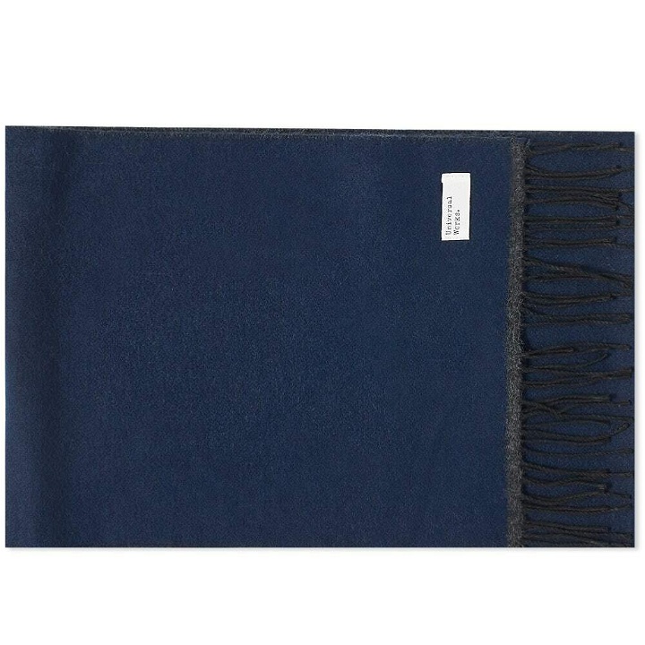 Photo: Universal Works Men's Double Sided Scarf in Navy/Charcoal