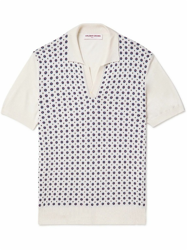 Photo: Orlebar Brown - Horton Cravat Jacquard-Knit Cotton and Mulberry Silk-Blend Polo Shirt - White