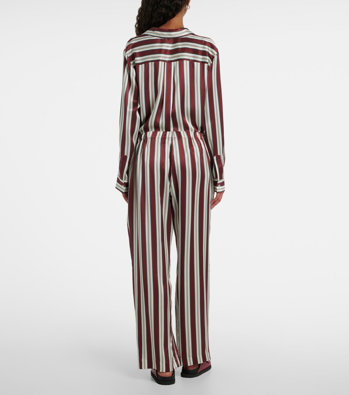 Asceno Rosa striped silk satin pajama pants