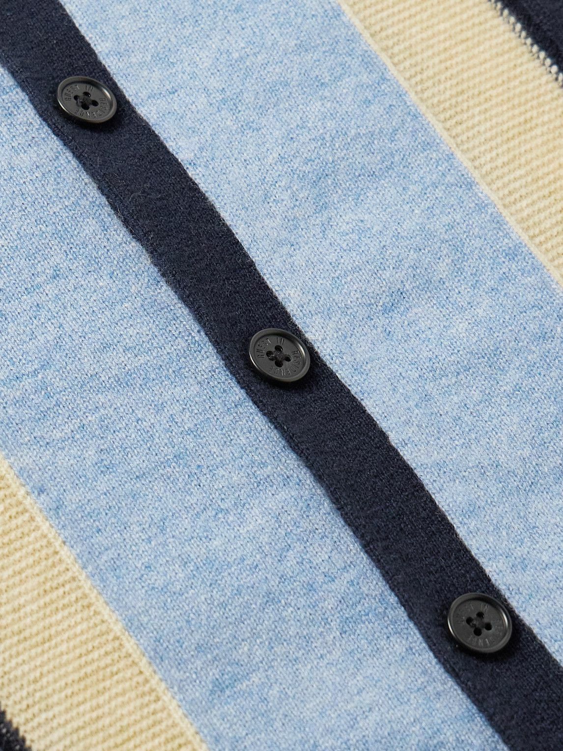 Guest In Residence - Cable Plaza Striped Cashmere Shirt - Blue