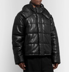 McQ Alexander McQueen - Quilted Leather Hooded Jacket - Black