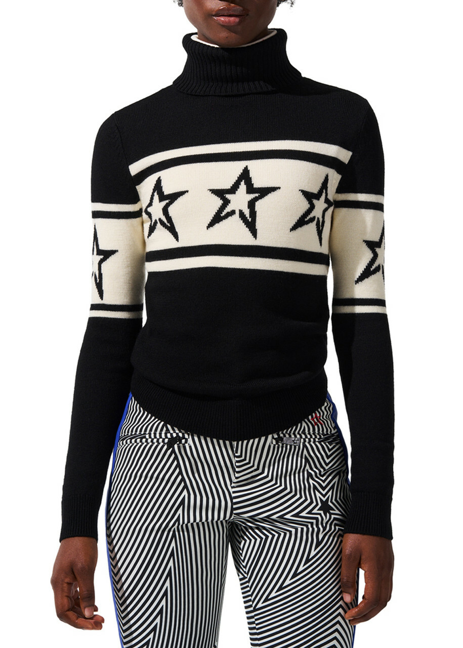 Perfect Moment Chopper Roll-neck Merino Wool Sweater Black