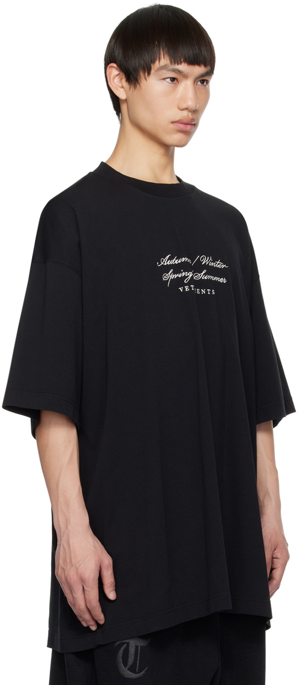 VETEMENTS Black 'Autumn/Winter/Spring/Summer' T-Shirt Vetements