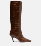Amina Muaddi Mona croc-effect leather knee-high boots