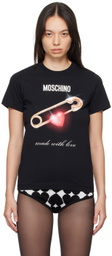 Moschino Black Heart Safety Pin T-Shirt