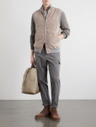 Brunello Cucinelli - Padded Cashmere-Trimmed Quilted Suede Gilet - Brown