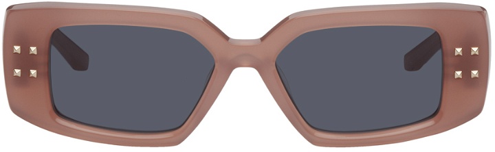 Photo: Valentino Garavani Pink V Rectangular Frame Sunglasses