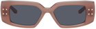 Valentino Garavani Pink V Rectangular Frame Sunglasses
