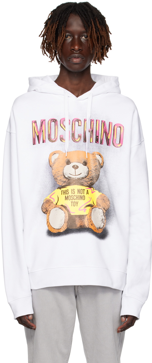 Moschino White Printed Hoodie Moschino