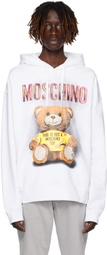 Moschino White Printed Hoodie