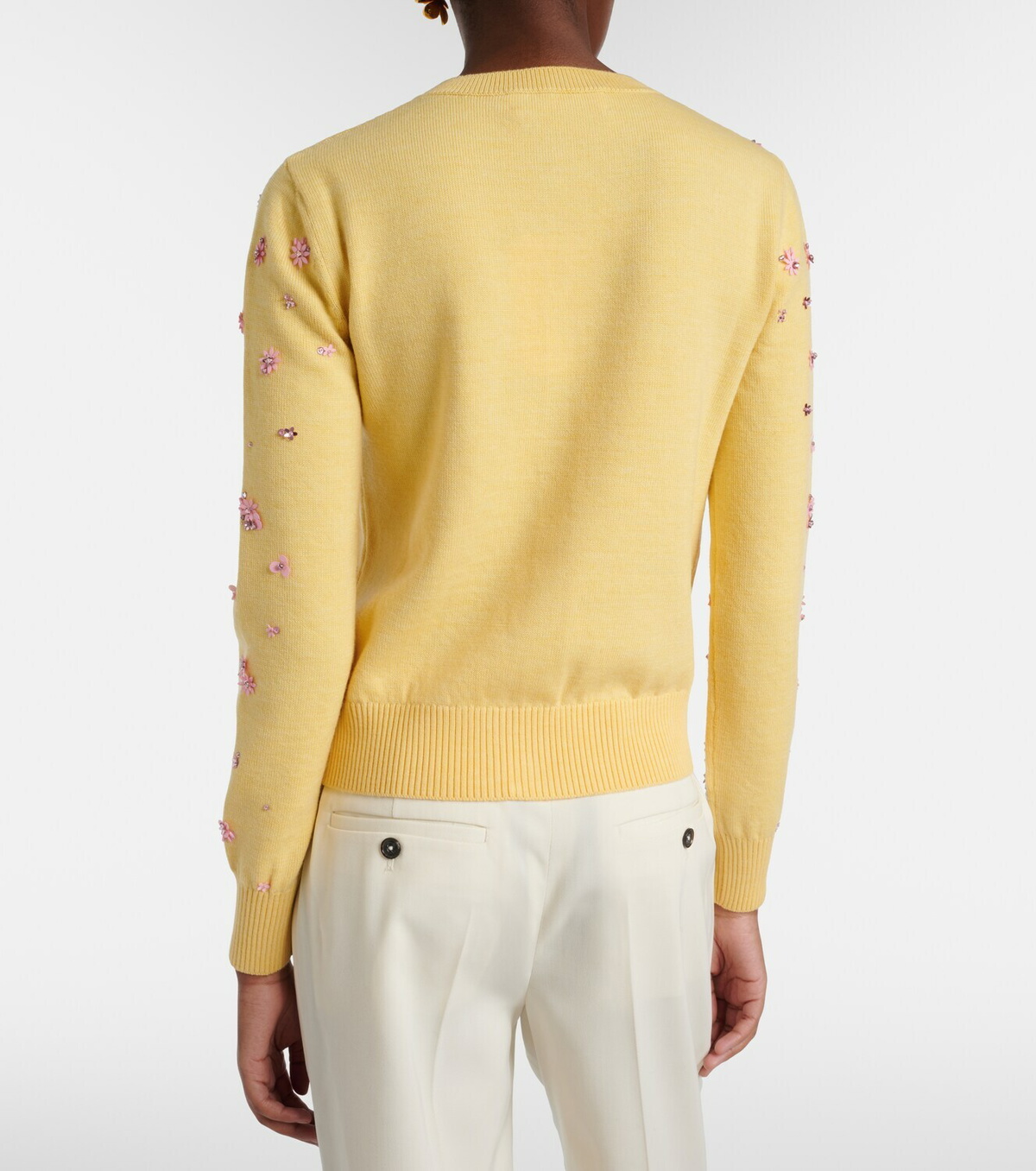 Oscar de la Renta Crystal Cluster virgin wool cardigan