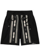 Amiri Striped Embellished Wool-blend Shorts Black